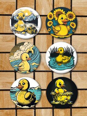 Rubber Duck Fridge Magnets - Set Of 6 Metal Magnets - Home Office Kitchen School